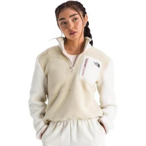 THE NORTH FACE Women’s Yumiori Quarter Zip Jacket | Lightweight Fleece Coat With Embroidered Logo, Secure Zip Chest Pocket(Desert Stone/White Dune/Metal Pink)