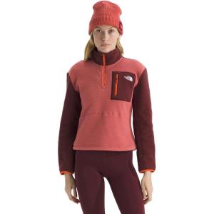 THE NORTH FACE Women’s Yumiori Quarter Zip Jacket | Lightweight Fleece Coat With Embroidered Logo, Secure Zip Chest Pocket(Mars Dust/Sumac/Solar Flare)