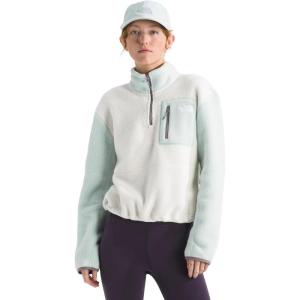 THE NORTH FACE Women’s Yumiori Quarter Zip Jacket | Lightweight Fleece Coat With Embroidered Logo, Secure Zip Chest Pocket(White Dune/Opal Frost/Transcendent Grey)