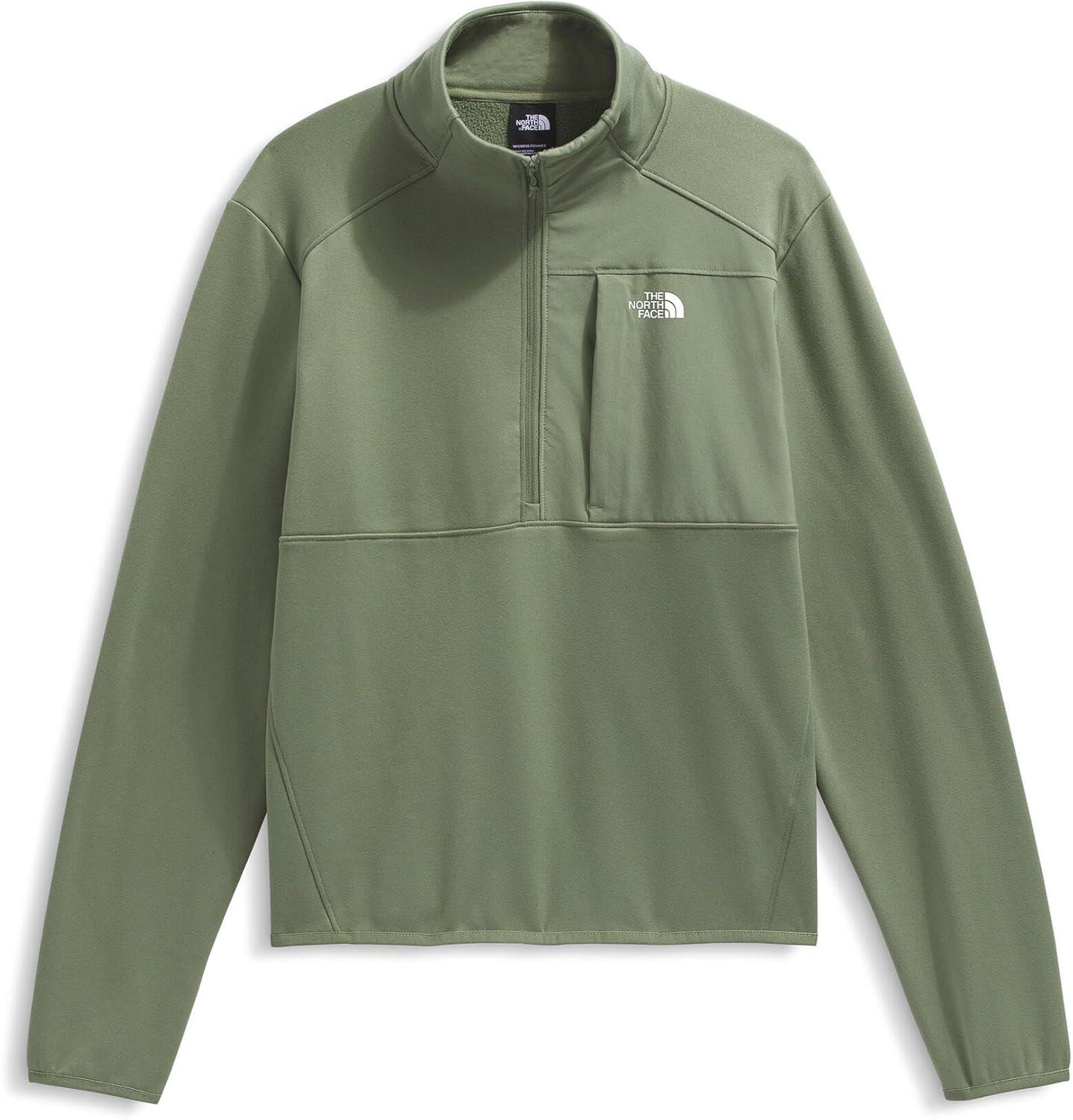 imageTHE NORTH FACE Womens TNF Performance Fleece 14 Zip Jacket Lightweight Pullover With Secure Zip Chest PocketBark Mist
