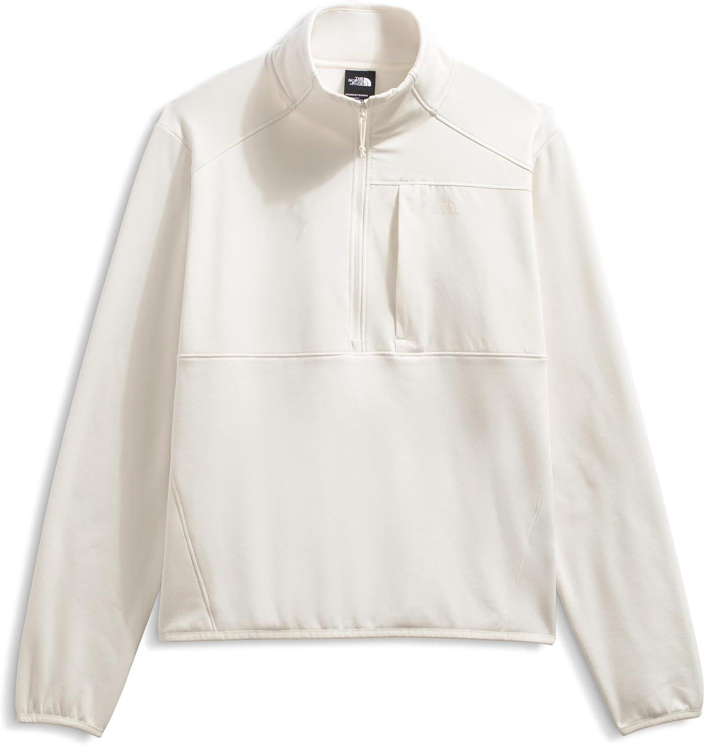 imageTHE NORTH FACE Womens TNF Performance Fleece 14 Zip Jacket Lightweight Pullover With Secure Zip Chest PocketWhite Dune