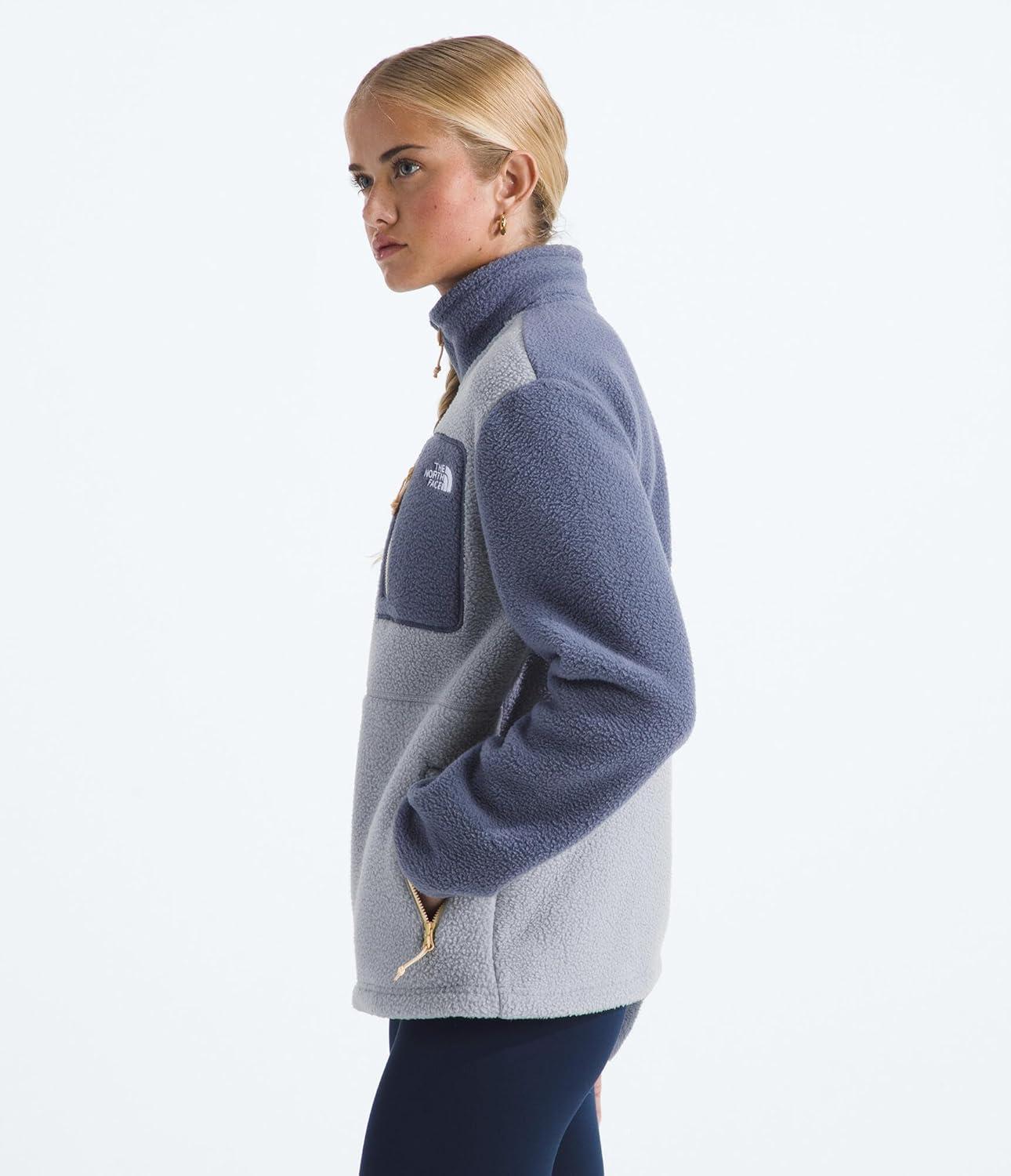 imageTHE NORTH FACE Womens Yumiori Full Zip Jacket Lightweight Fleece Coat With Embroidered Logo Zip PocketsBlue FlaxTwilight GalaxyMineral Salt