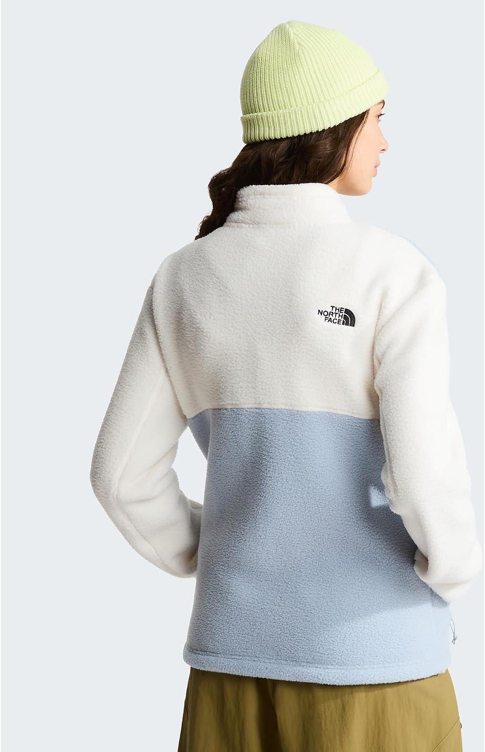 imageTHE NORTH FACE Womens Yumiori Full Zip Jacket Lightweight Fleece Coat With Embroidered Logo Zip PocketsFrost GreyWhite DuneFrost Grey