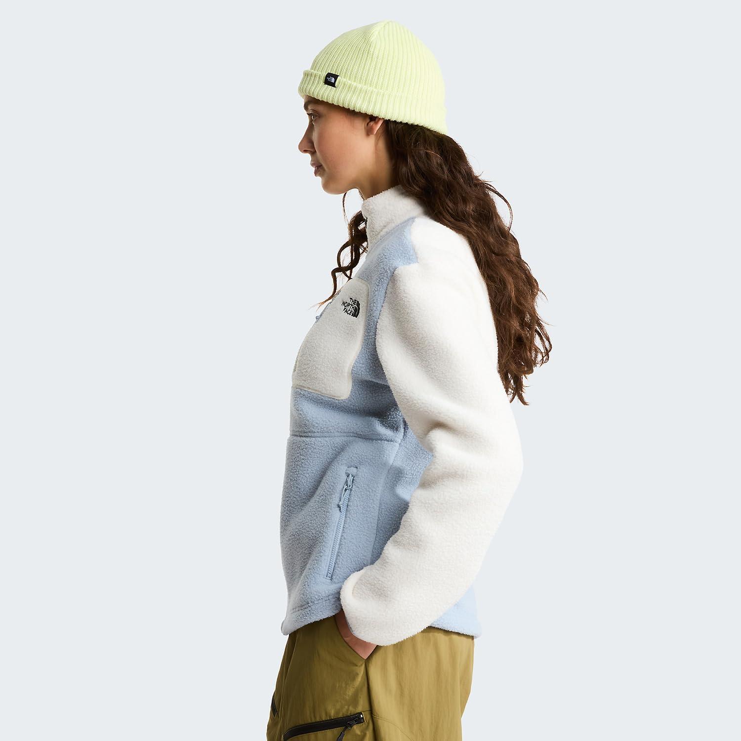 imageTHE NORTH FACE Womens Yumiori Full Zip Jacket Lightweight Fleece Coat With Embroidered Logo Zip PocketsFrost GreyWhite DuneFrost Grey