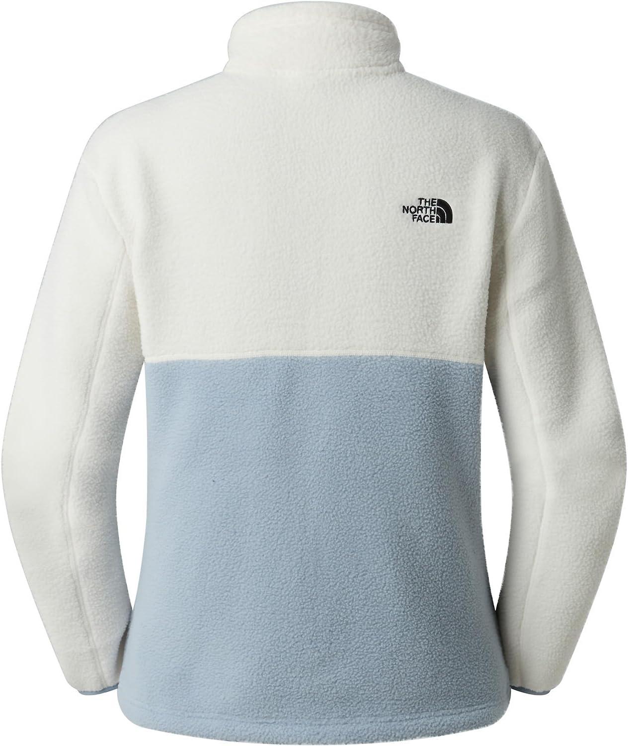 imageTHE NORTH FACE Womens Yumiori Full Zip Jacket Lightweight Fleece Coat With Embroidered Logo Zip PocketsFrost GreyWhite DuneFrost Grey