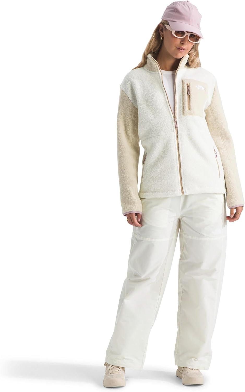 imageTHE NORTH FACE Womens Yumiori Full Zip Jacket Lightweight Fleece Coat With Embroidered Logo Zip PocketsWhite DuneDesert StoneMetal Pink
