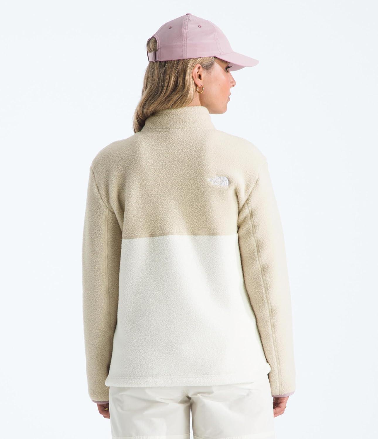 imageTHE NORTH FACE Womens Yumiori Full Zip Jacket Lightweight Fleece Coat With Embroidered Logo Zip PocketsWhite DuneDesert StoneMetal Pink