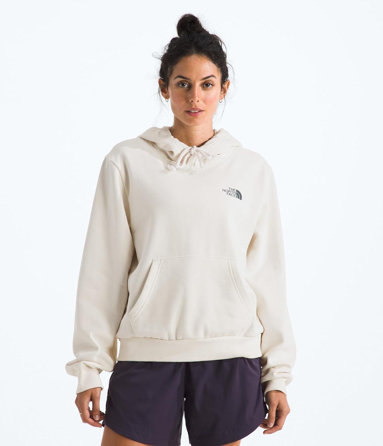 imageThe North Face Womens Exploring Since 66 Hoodie Casual Pullover Sweatshirt Bold Graphics Kangaroo PocketWhite Dune