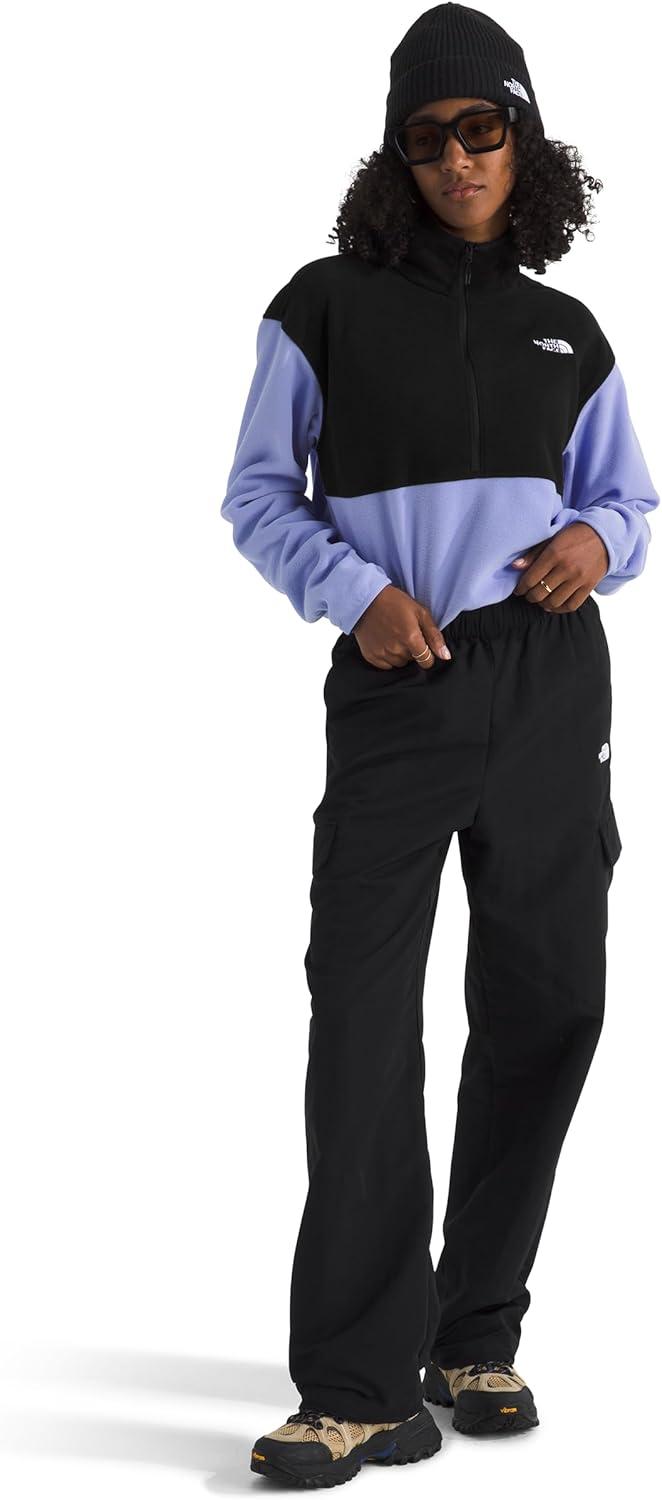 imageThe North Face Womens Glacier Fleece Half Zip Short Jacket 12 Zip Pullover Jacket Zip Pockets Stretch FabricPeriwinkle GlowTnf Black