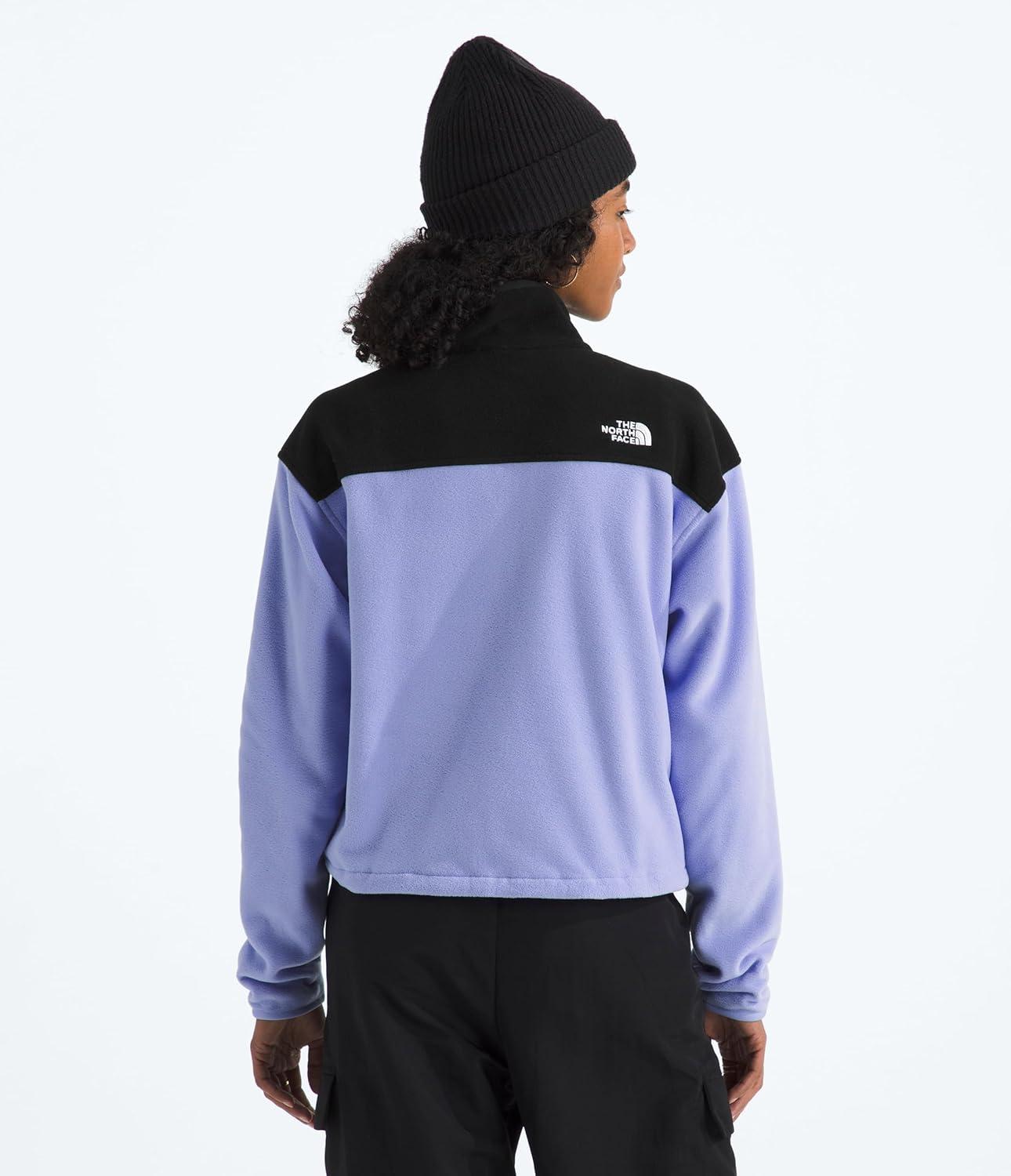 imageThe North Face Womens Glacier Fleece Half Zip Short Jacket 12 Zip Pullover Jacket Zip Pockets Stretch FabricPeriwinkle GlowTnf Black