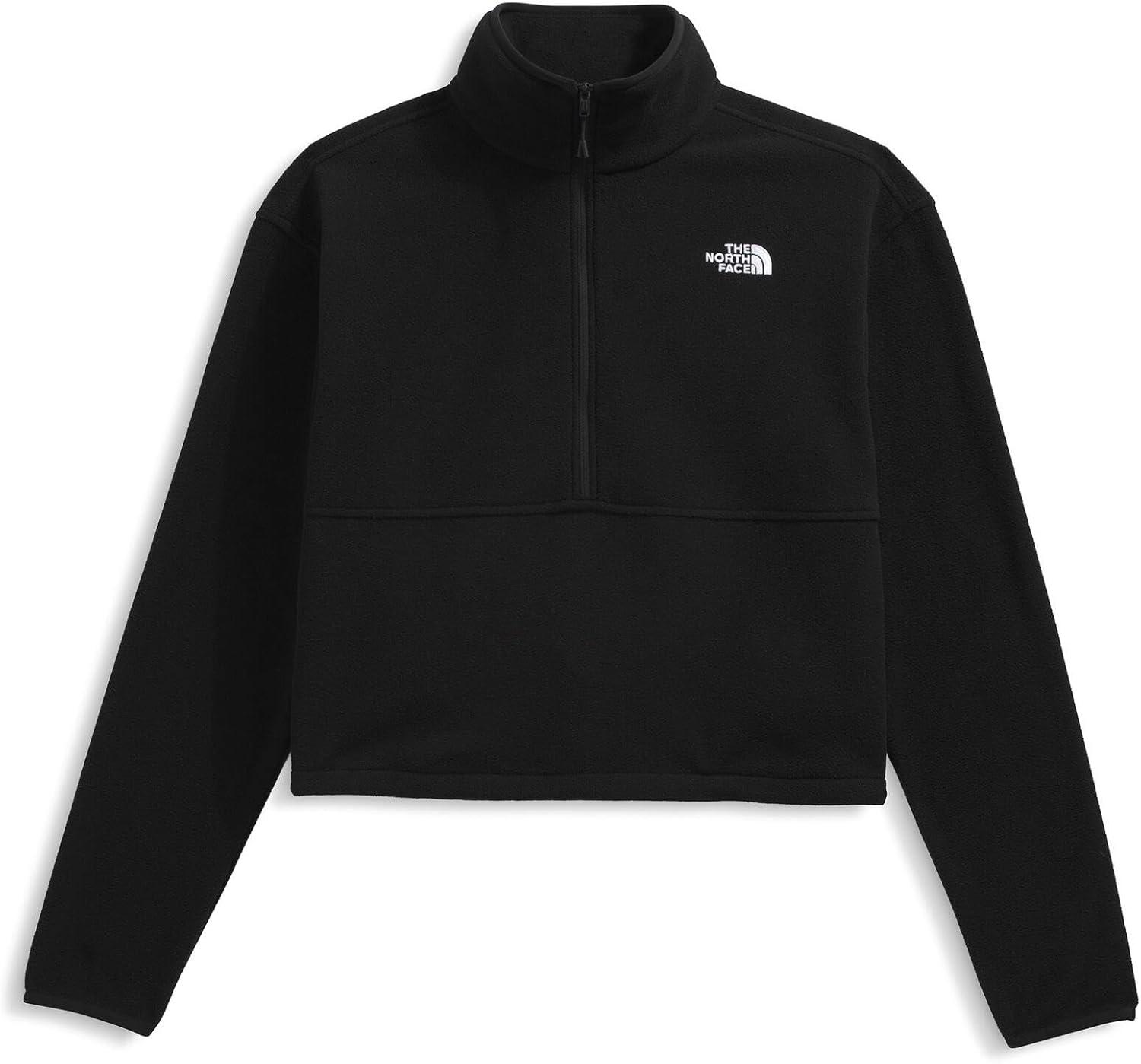 imageThe North Face Womens Glacier Fleece Half Zip Short Jacket 12 Zip Pullover Jacket Zip Pockets Stretch FabricTnf Black