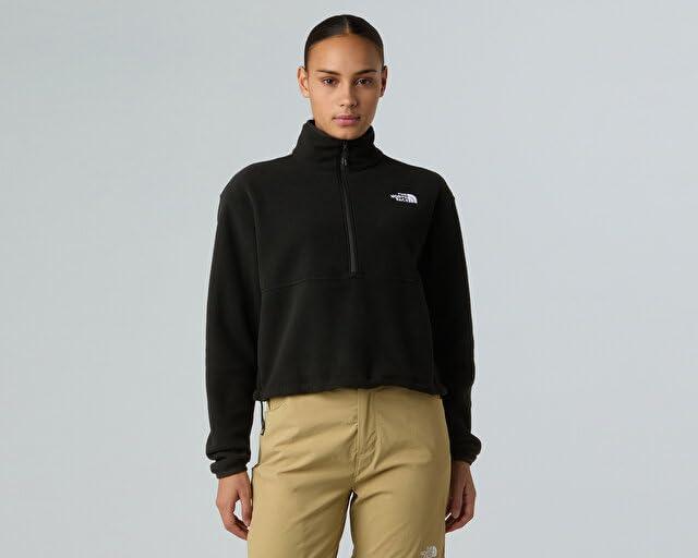imageThe North Face Womens Glacier Fleece Half Zip Short Jacket 12 Zip Pullover Jacket Zip Pockets Stretch FabricTnf Black