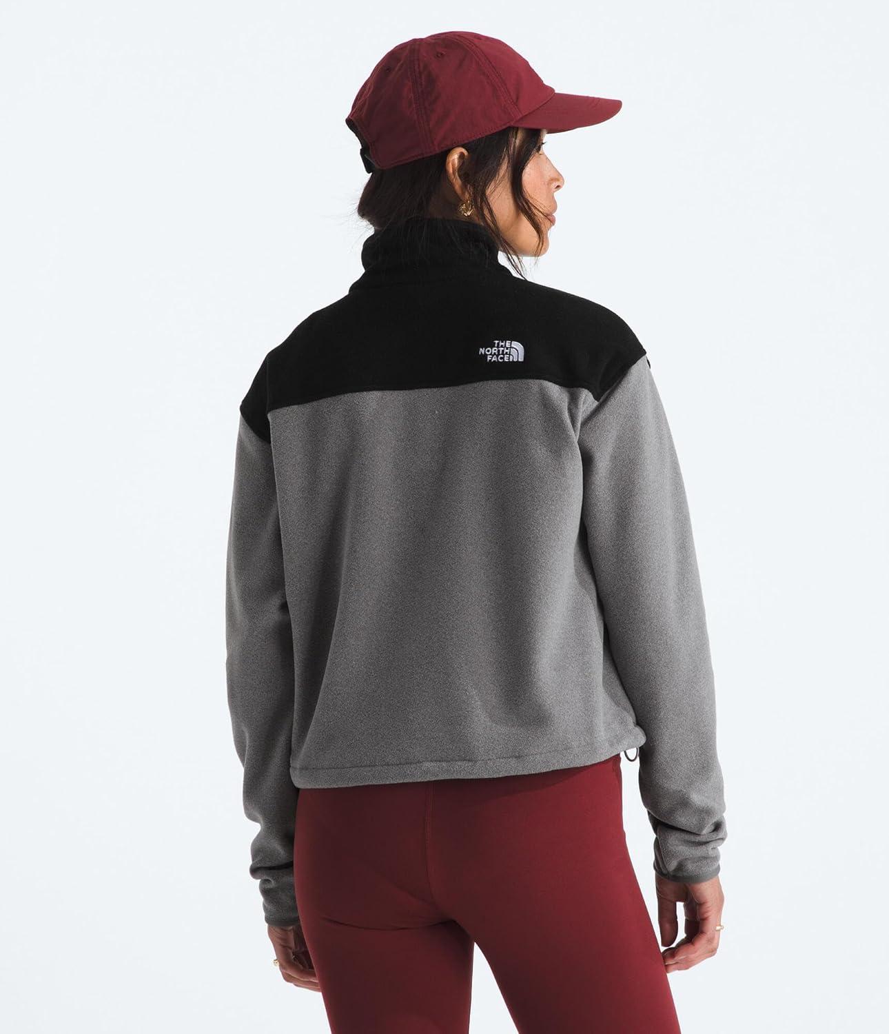 imageThe North Face Womens Glacier Fleece Half Zip Short Jacket 12 Zip Pullover Jacket Zip Pockets Stretch FabricTnf Mid Grey HeatherTnf Black