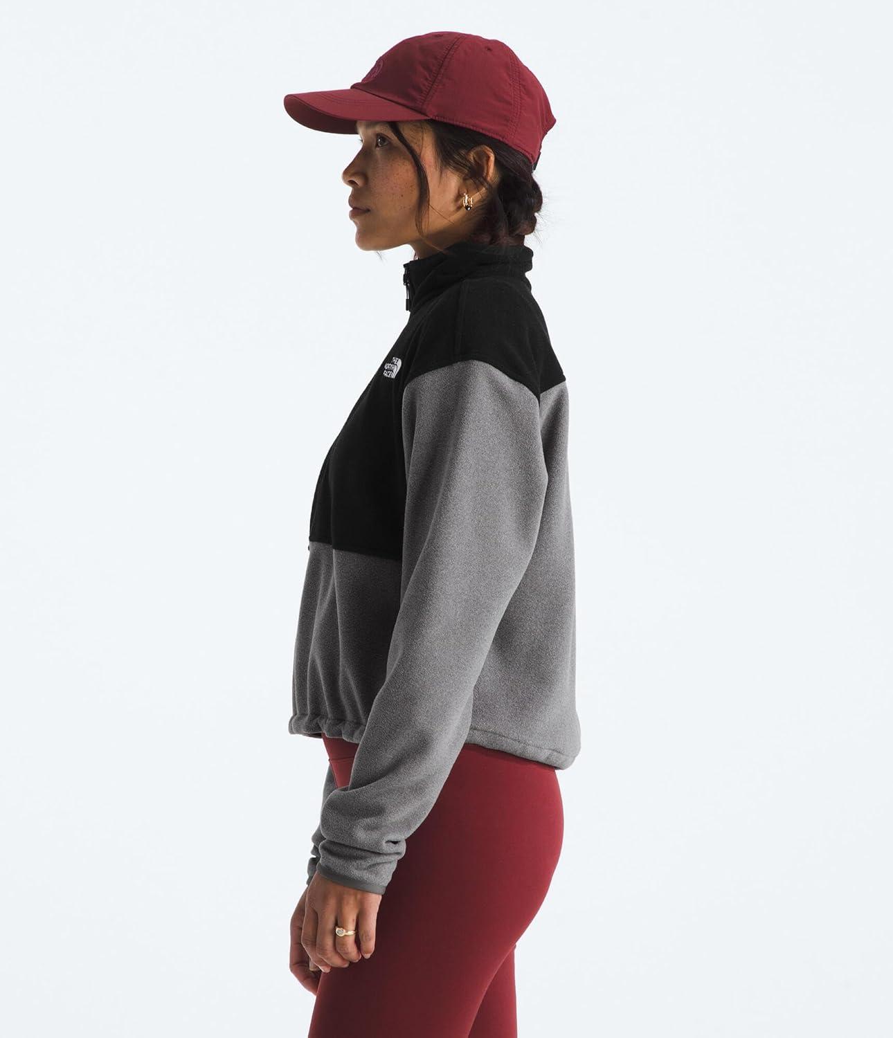 imageThe North Face Womens Glacier Fleece Half Zip Short Jacket 12 Zip Pullover Jacket Zip Pockets Stretch FabricTnf Mid Grey HeatherTnf Black
