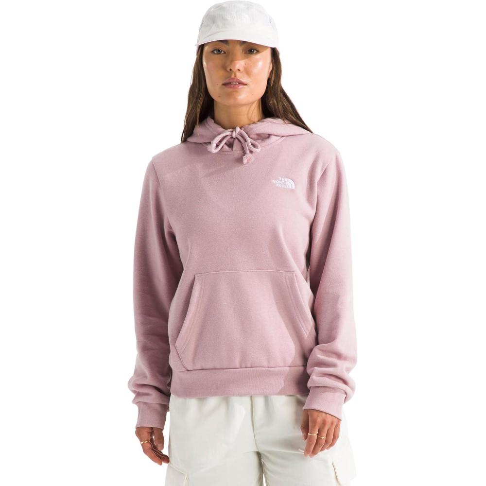 imageTHE NORTH FACE Womens Evolution Simple Dome Hoodie  2 Piece Hood With Adjustable Drawcord Kangaroo PocketMetal Pink