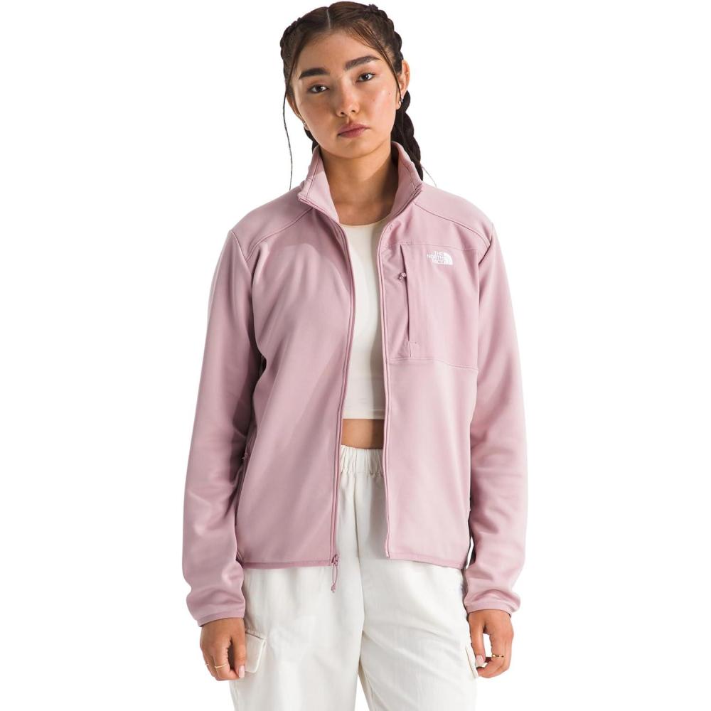 imageTHE NORTH FACE Womens TNF Performance Fleece Full Zip Jacket Lightweight Pullover With Zip PocketsMetal Pink