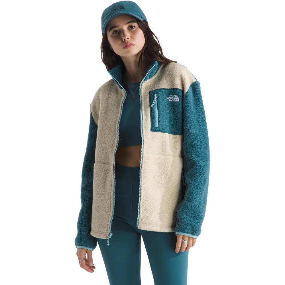 imageTHE NORTH FACE Womens Yumiori Full Zip Jacket Lightweight Fleece Coat With Embroidered Logo Zip PocketsGravelSpaceBlue Eclipse