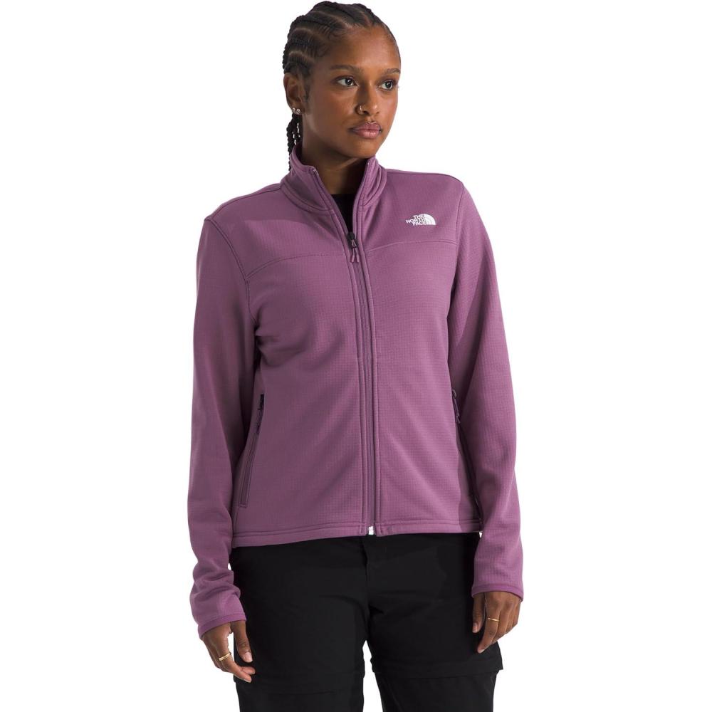 imageThe North Face Womens Cedar Trail Grid Fleece Jacket Soft Fleece Zip Up Jacket Secure Zip Pockets Stretch FabricChroma Purple
