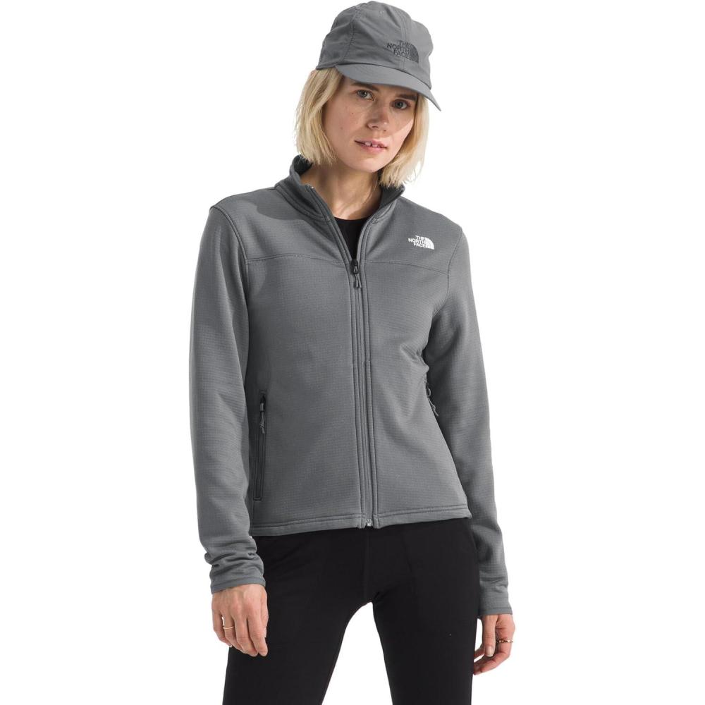 imageThe North Face Womens Cedar Trail Grid Fleece Jacket Soft Fleece Zip Up Jacket Secure Zip Pockets Stretch FabricSmoked Pearl