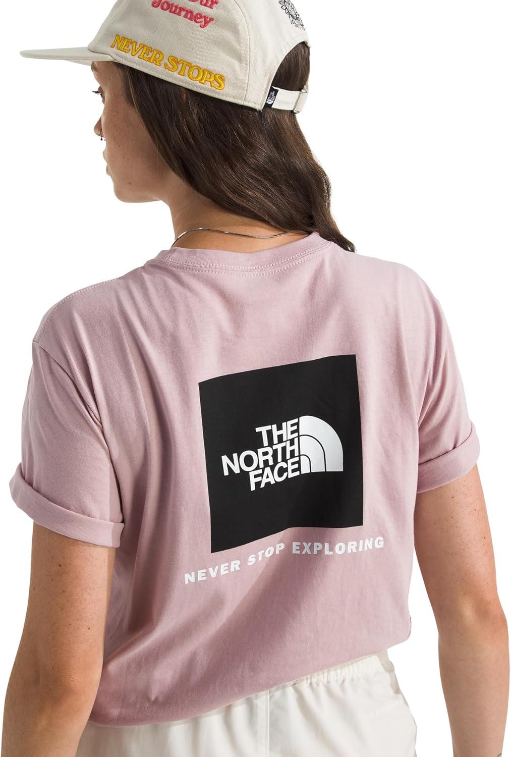 imageTHE NORTH FACE Womens Evolution Box NSE Shortsleeve Tee Regular Fit Cotton Tshirt With Logo GraphicsMetal Pink