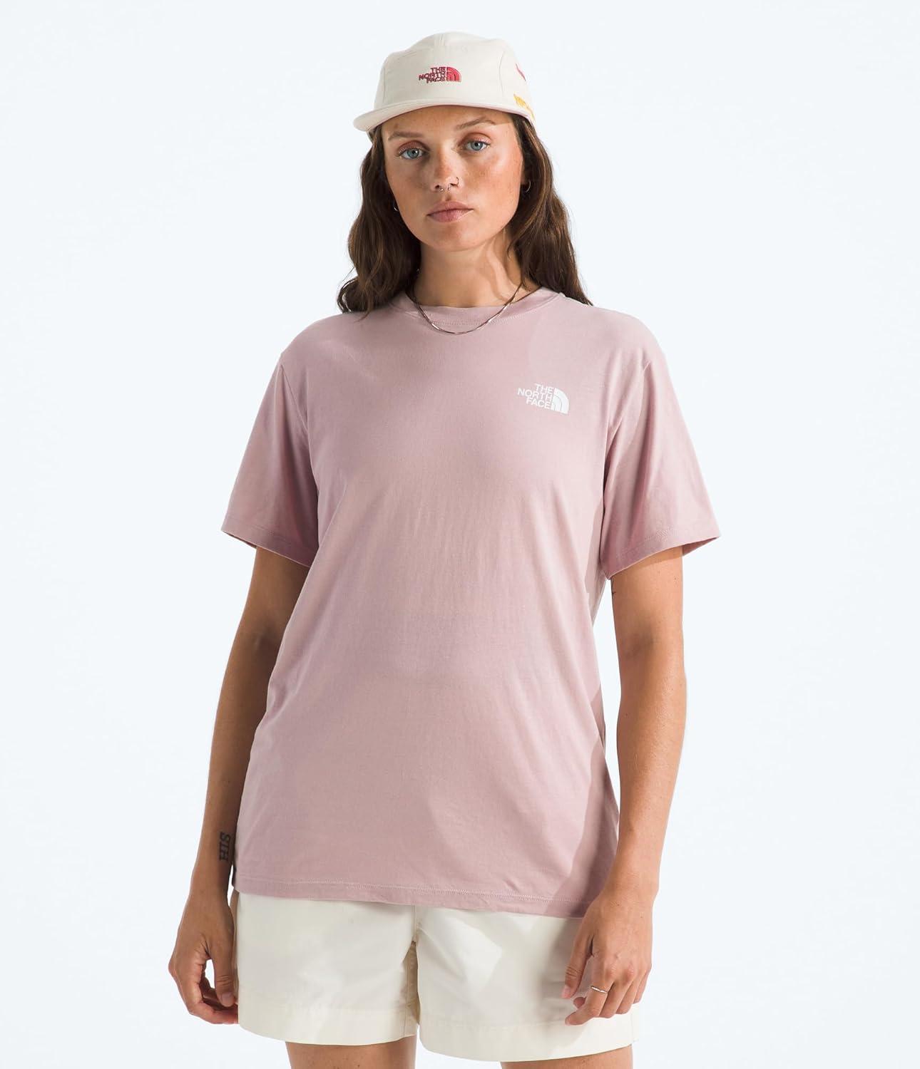 imageTHE NORTH FACE Womens Evolution Box NSE Shortsleeve Tee Regular Fit Cotton Tshirt With Logo GraphicsMetal Pink