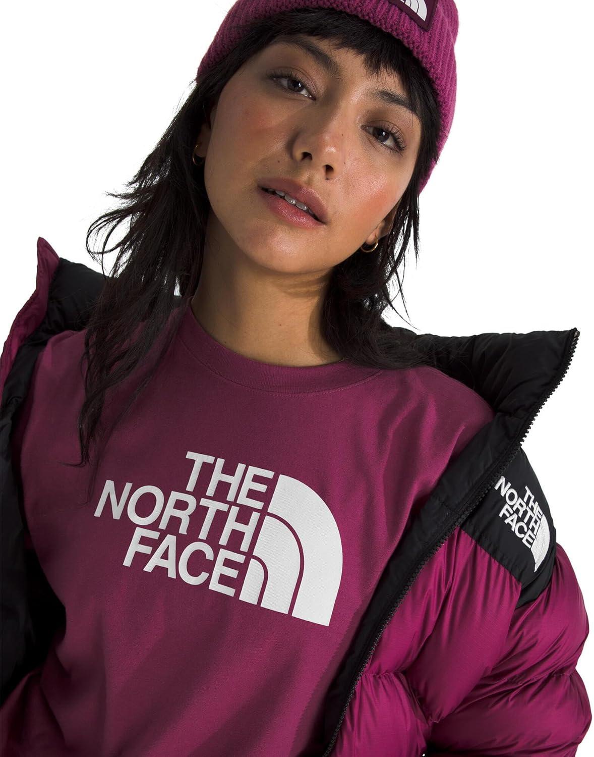 imageTHE NORTH FACE Womens Evolution Short Sleeve Half Dome Tee Everyday Cotton Shirt With a Logo GraphicCyber BerryTnf White