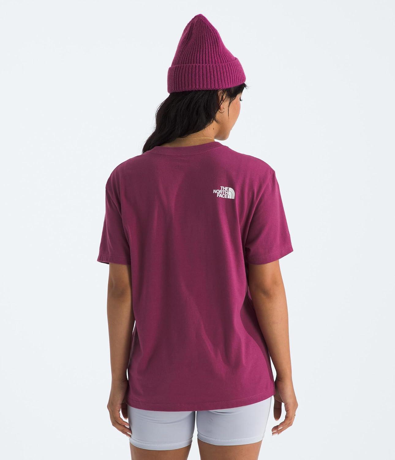 imageTHE NORTH FACE Womens Evolution Short Sleeve Half Dome Tee Everyday Cotton Shirt With a Logo GraphicCyber BerryTnf White
