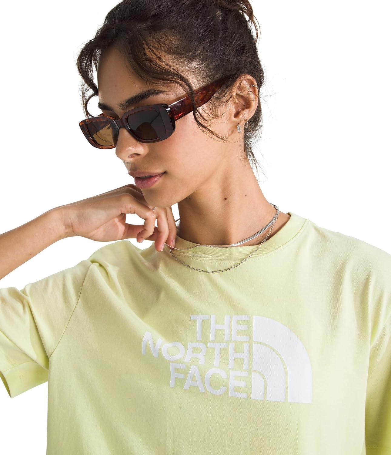 imageTHE NORTH FACE Womens Evolution Short Sleeve Half Dome Tee Everyday Cotton Shirt With a Logo GraphicLemon Mist