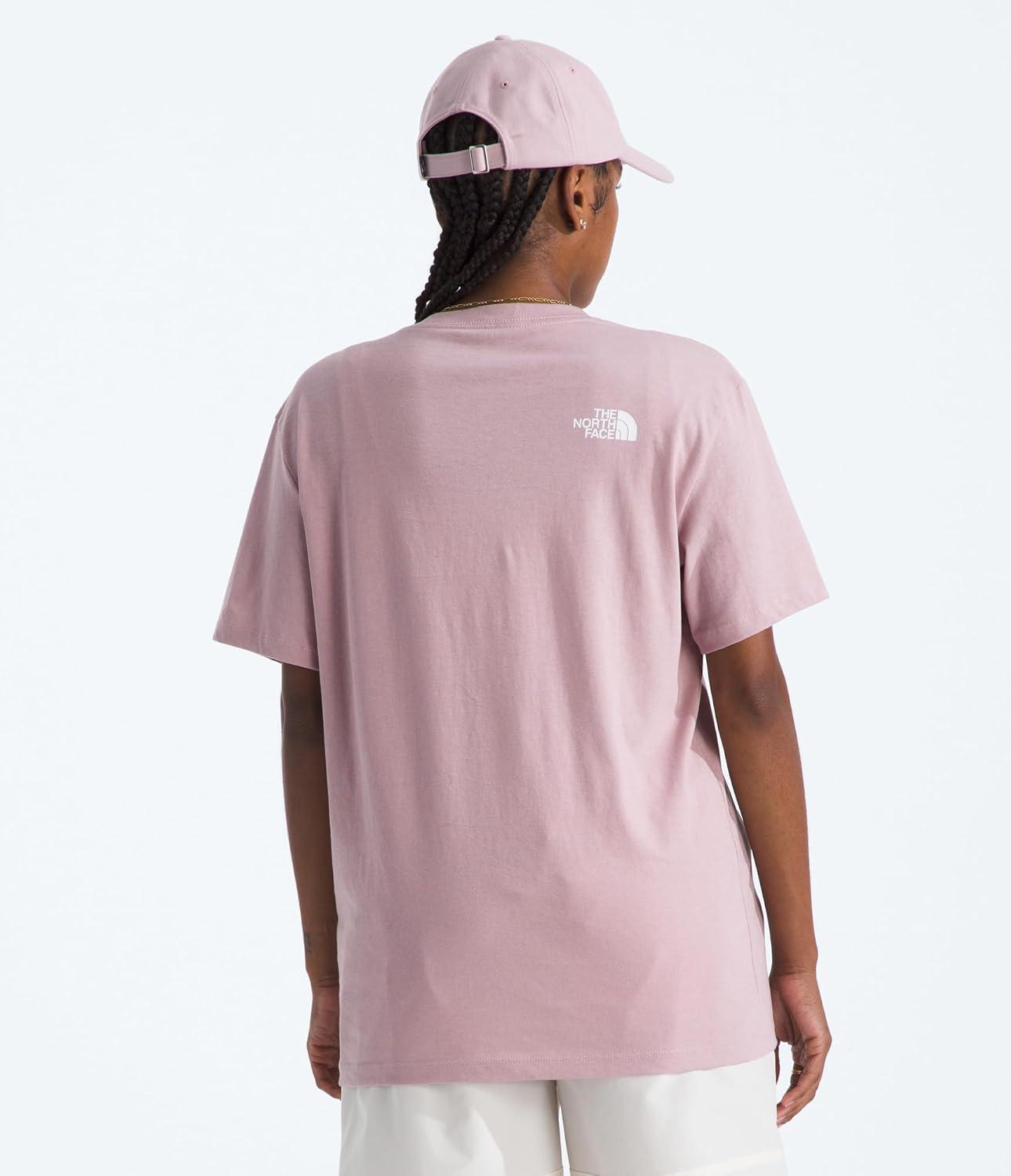 imageTHE NORTH FACE Womens Evolution Short Sleeve Half Dome Tee Everyday Cotton Shirt With a Logo GraphicMetal Pink