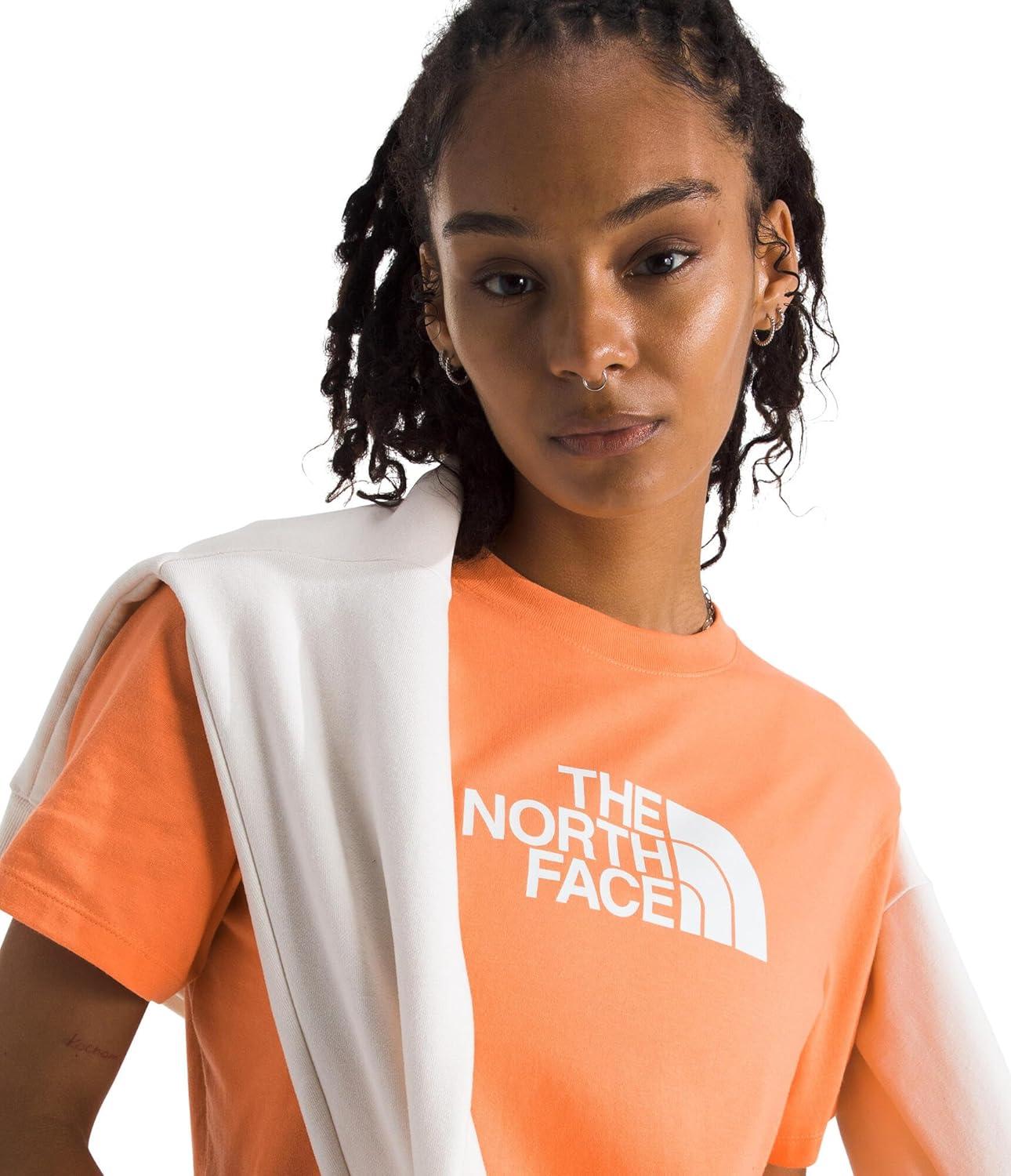 imageTHE NORTH FACE Womens Evolution Short Sleeve Half Dome Tee Everyday Cotton Shirt With a Logo GraphicPapayaTnf White