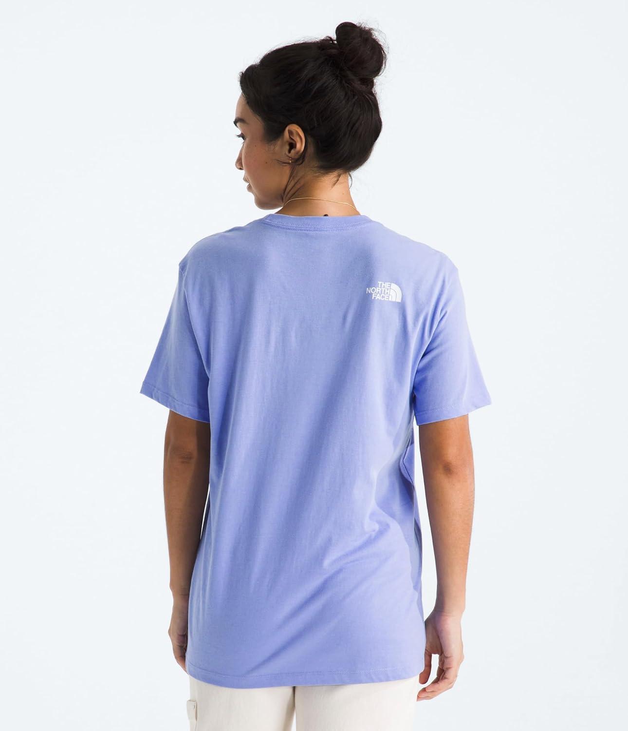 imageTHE NORTH FACE Womens Evolution Short Sleeve Half Dome Tee Everyday Cotton Shirt With a Logo GraphicPeriwinkle Glow