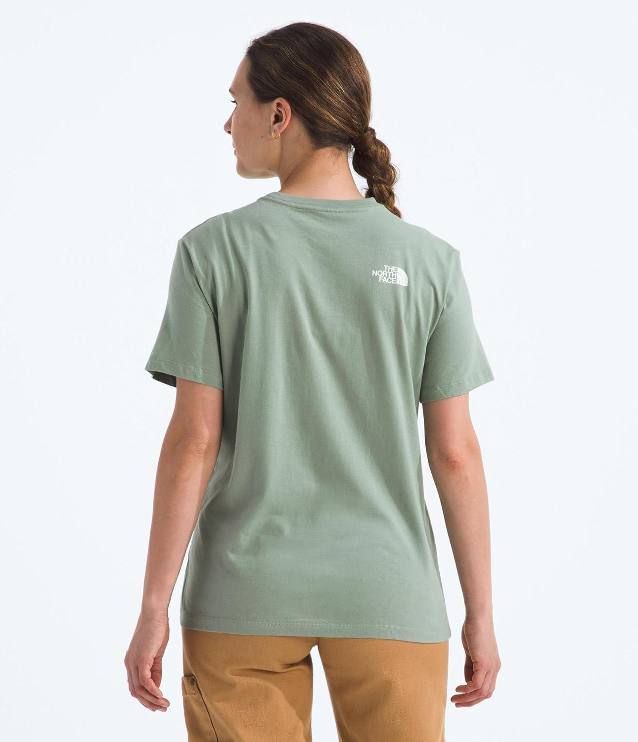 imageTHE NORTH FACE Womens Evolution Short Sleeve Half Dome Tee Everyday Cotton Shirt With a Logo GraphicSlate MossTnf White