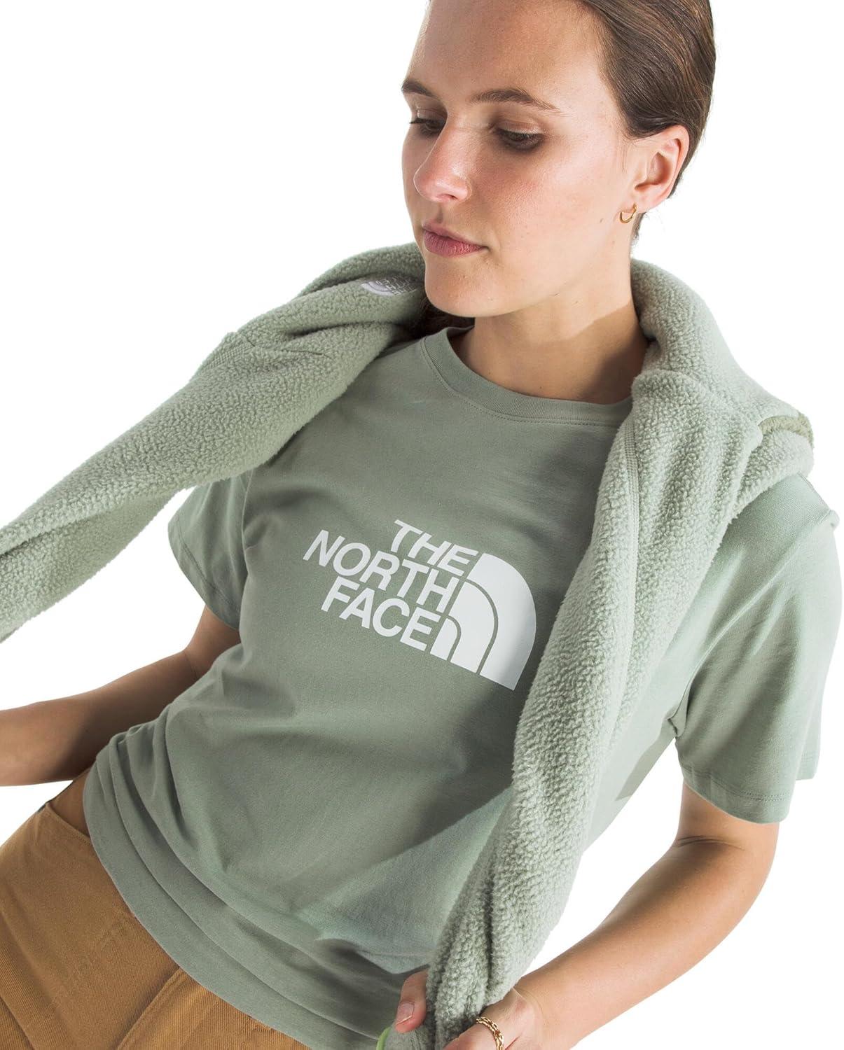 imageTHE NORTH FACE Womens Evolution Short Sleeve Half Dome Tee Everyday Cotton Shirt With a Logo GraphicSlate MossTnf White