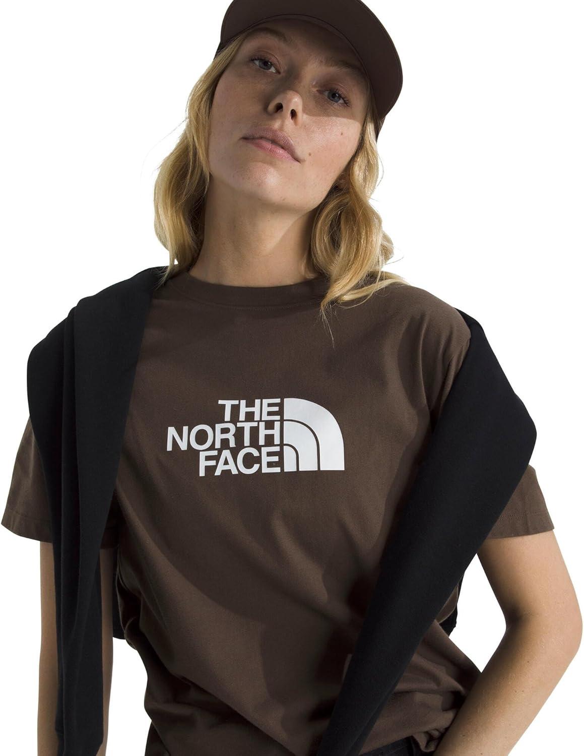 imageTHE NORTH FACE Womens Evolution Short Sleeve Half Dome Tee Everyday Cotton Shirt With a Logo GraphicSmokey BrownTnf White