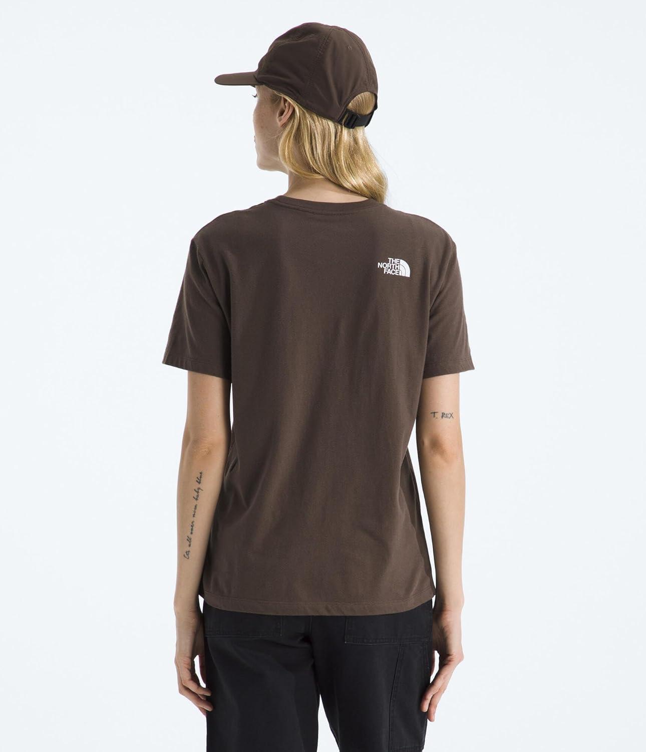 imageTHE NORTH FACE Womens Evolution Short Sleeve Half Dome Tee Everyday Cotton Shirt With a Logo GraphicSmokey BrownTnf White