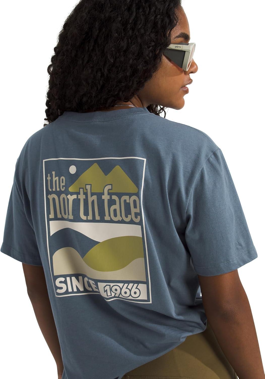 imageThe North Face Womens Exploring Since 66 Relaxed Short Sleeve Tee Casual Graphic TShirt Regular Fit Cotton FabricGranite Grey
