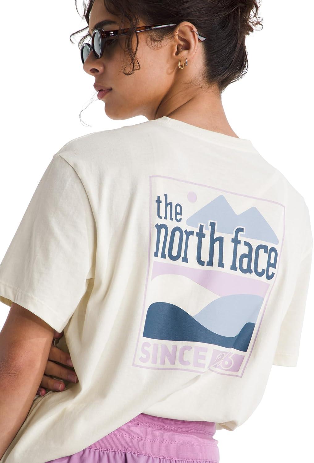 imageThe North Face Womens Exploring Since 66 Relaxed Short Sleeve Tee Casual Graphic TShirt Regular Fit Cotton FabricWhite Dune
