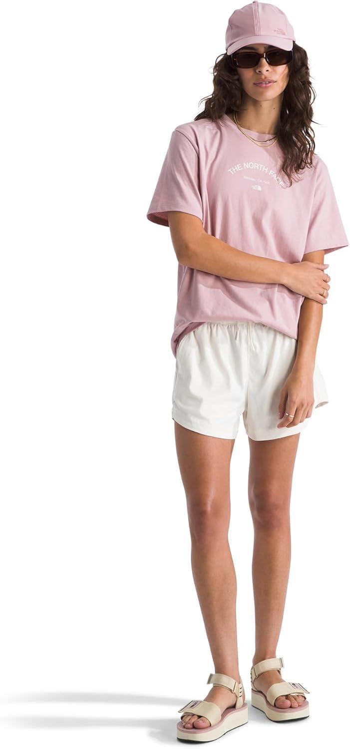 imageThe North Face Womens Home Relaxed Short Sleeve Tee Casual Graphic TShirt Regular Fit Soft Cotton FabricMetal Pink
