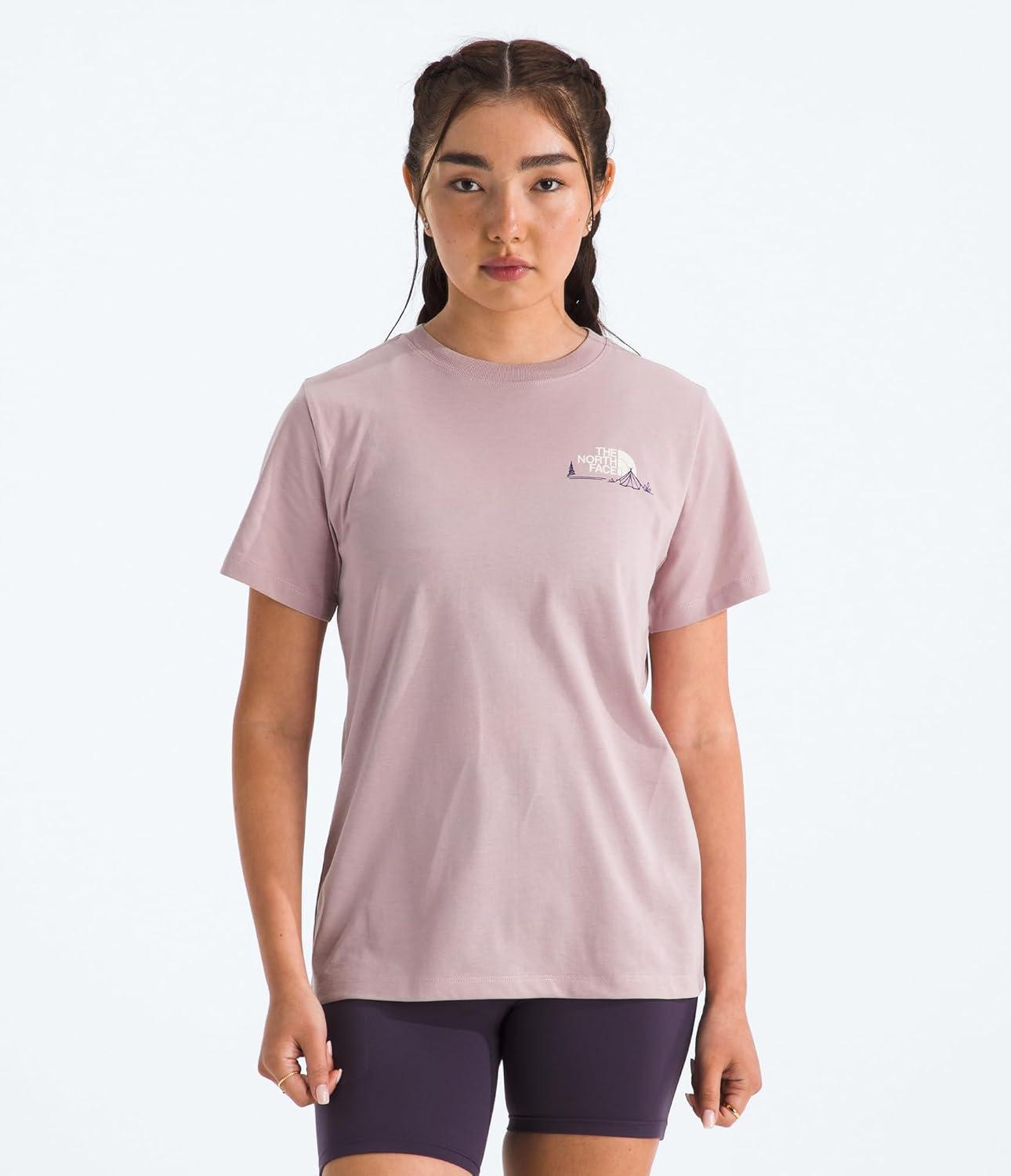 imageThe North Face Womens Monte Regular Short Sleeve Graphic Tee Casual Graphic TShirt Regular Fit Soft Cotton BlendMetal Pink