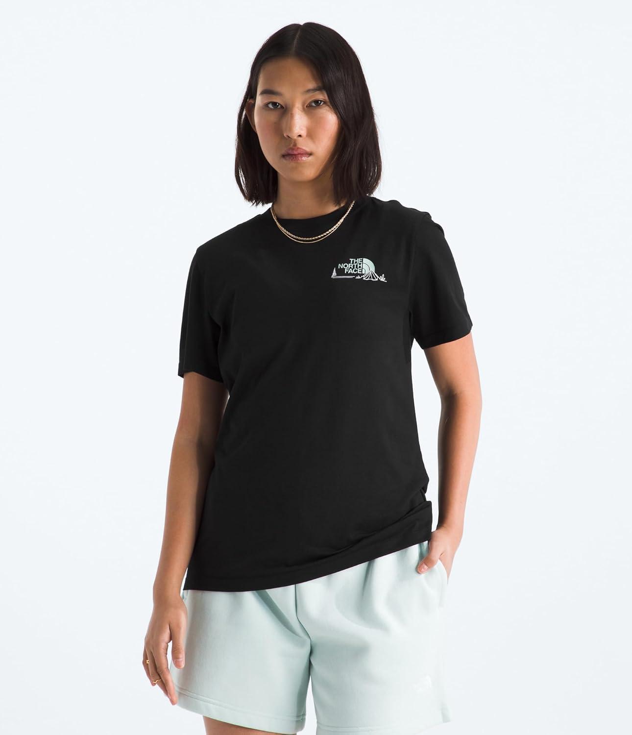 imageThe North Face Womens Monte Regular Short Sleeve Graphic Tee Casual Graphic TShirt Regular Fit Soft Cotton BlendTnf Black