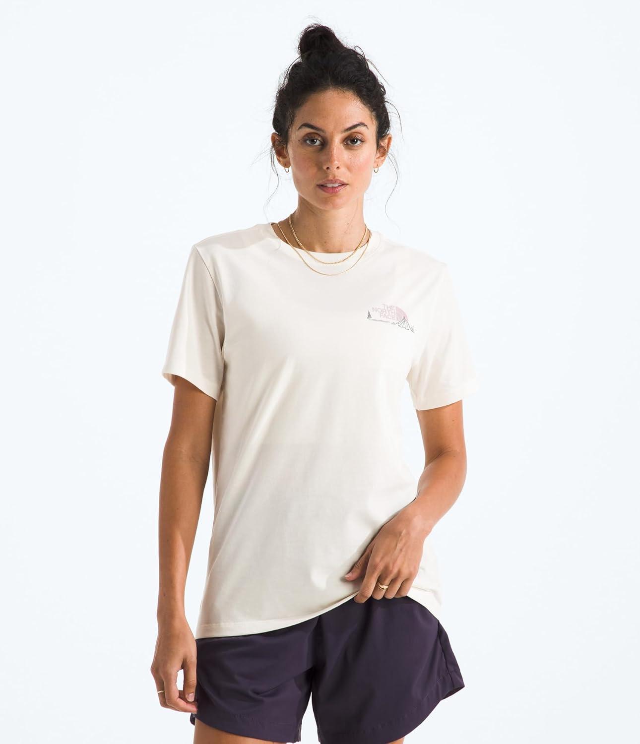 imageThe North Face Womens Monte Regular Short Sleeve Graphic Tee Casual Graphic TShirt Regular Fit Soft Cotton BlendWhite Dune