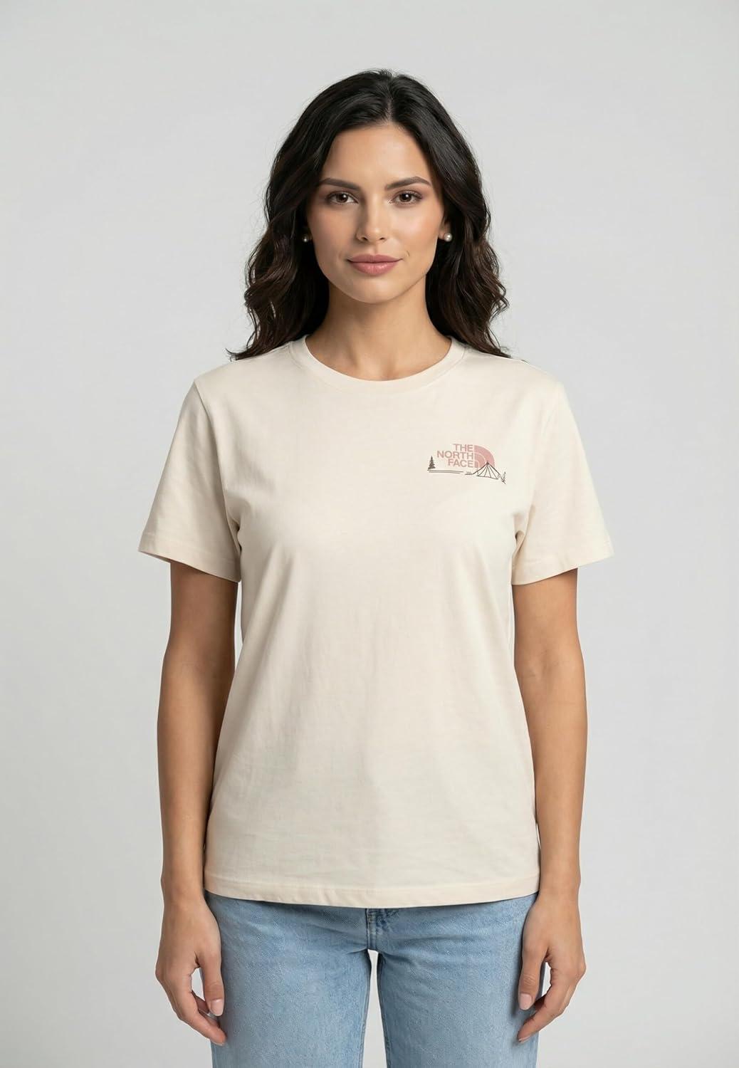 imageThe North Face Womens Monte Regular Short Sleeve Graphic Tee Casual Graphic TShirt Regular Fit Soft Cotton BlendWhite Dune