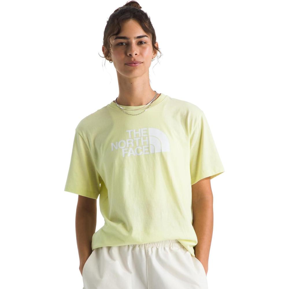 imageTHE NORTH FACE Womens Evolution Short Sleeve Half Dome Tee Everyday Cotton Shirt With a Logo GraphicLemon Mist