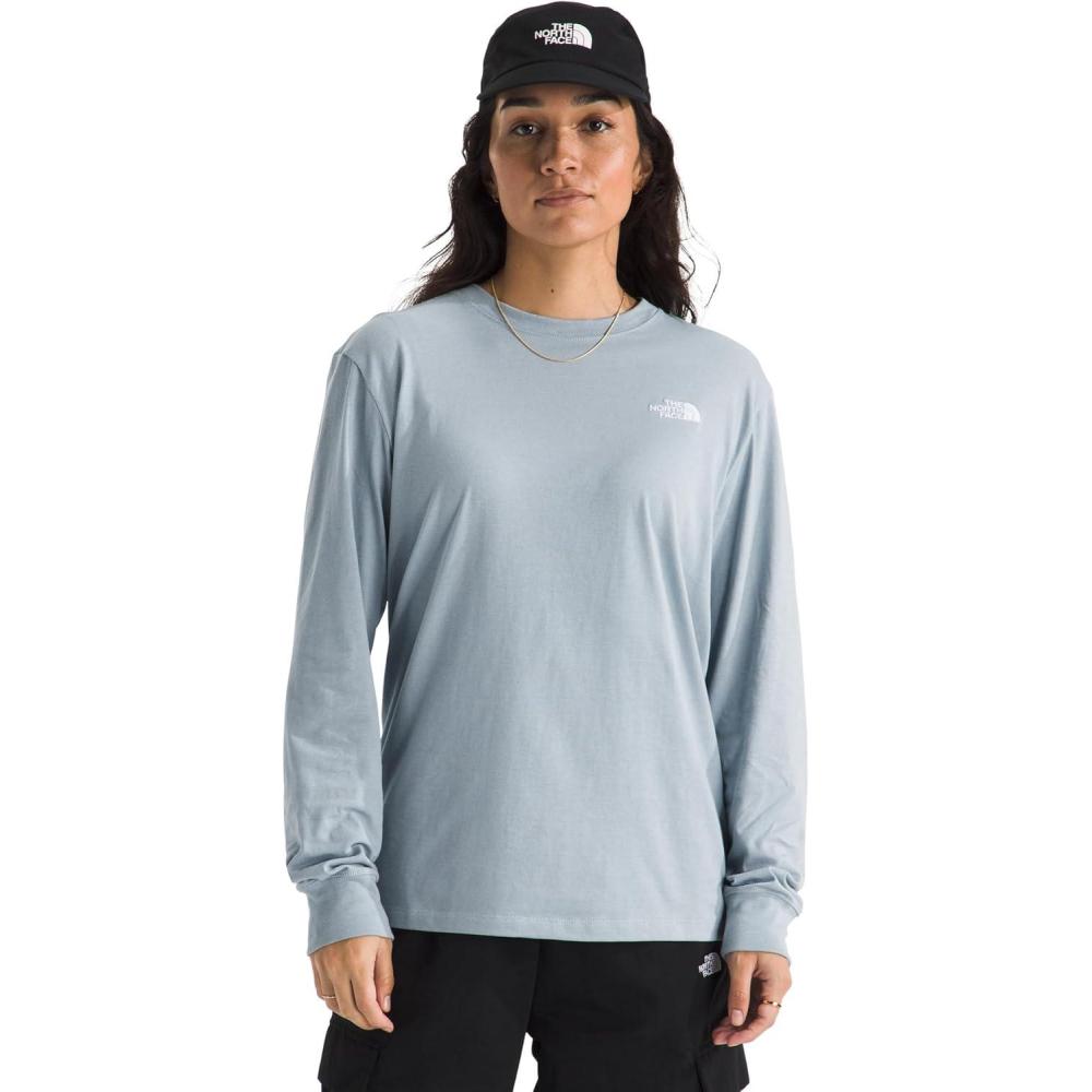 imageThe North Face Womens Evolution Simple Dome LongSleeve Tee Classic Logo Graphic Tee Soft Cotton FabricFrost Grey