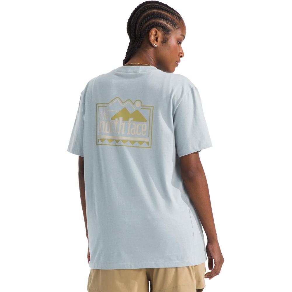 imageThe North Face Womens Explore Pin Relaxed Short Sleeve Tee Casual Graphic TShirt Regular Fit Soft Cotton FabricFrost Grey