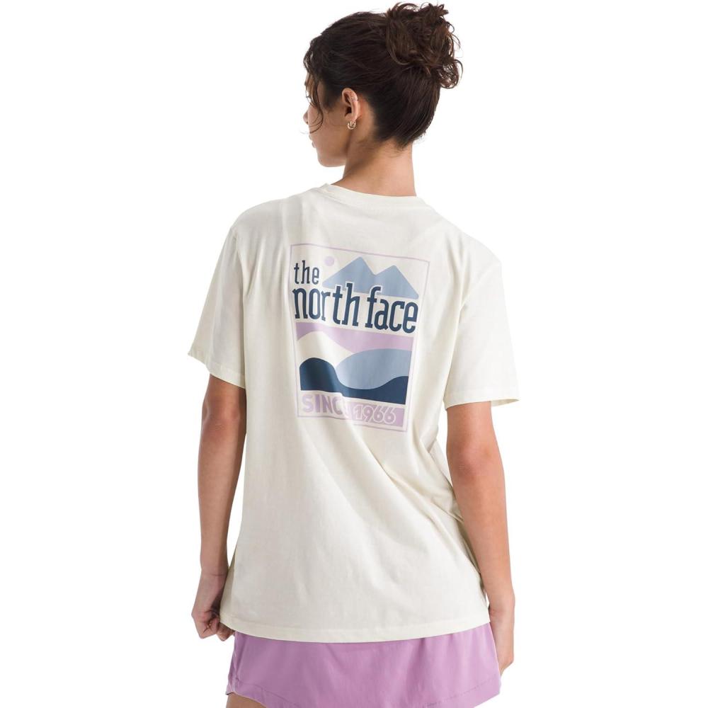 imageThe North Face Womens Exploring Since 66 Relaxed Short Sleeve Tee Casual Graphic TShirt Regular Fit Cotton FabricWhite Dune