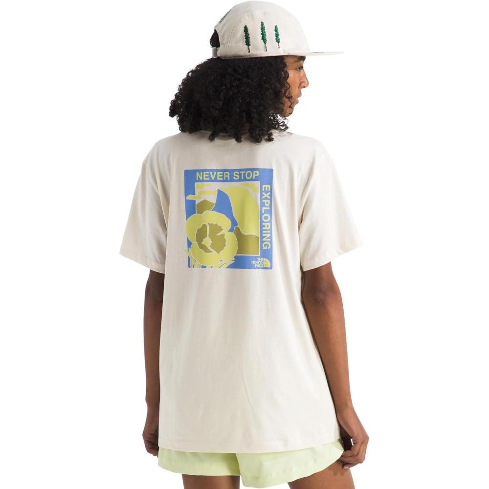 imageThe North Face Womens Wildflower Trails ShortSleeve Tee  Casual Stylish Graphic TShirt Relaxed Fit Soft Cotton FabricWhite Dune