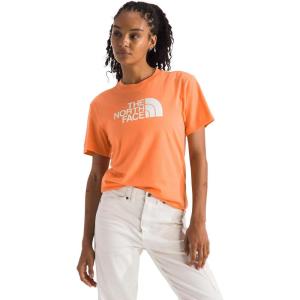 THE NORTH FACE Women’s Evolution Short Sleeve Half Dome Tee | Everyday Cotton Shirt With a Logo Graphic(Papaya/Tnf White)