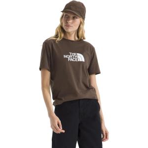 THE NORTH FACE Women’s Evolution Short Sleeve Half Dome Tee | Everyday Cotton Shirt With a Logo Graphic(Smokey Brown/Tnf White)