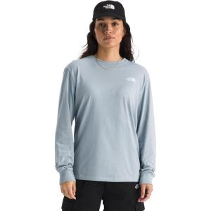 The North Face Women’s Evolution Simple Dome Long-Sleeve Tee – Classic Logo Graphic Tee, Soft Cotton Fabric(Frost Grey)